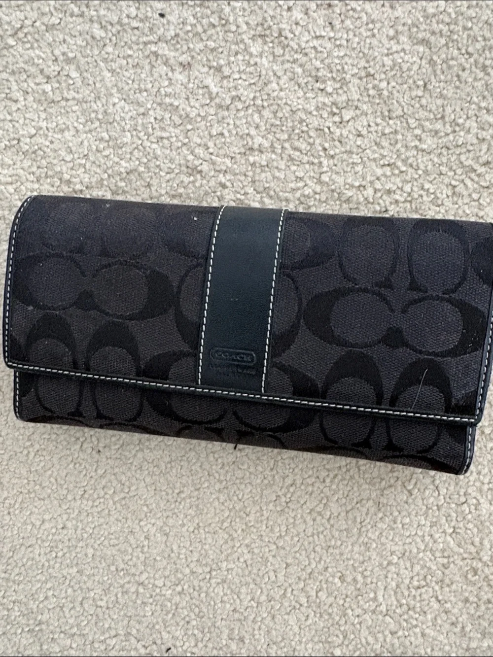 Coach Black Signature Fold-Over Wallet Clutch